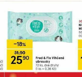 Tesco Fred &amp; flo vlhčené ubrousky nabídka