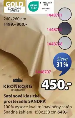 JYSK Saténové klasické prostěradlo SANDRA nabídka