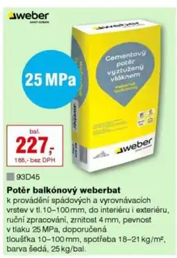 DEK Potěr balkónový weberbat nabídka