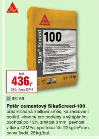 DEK Potěr cementový SikaScreed-100 nabídka