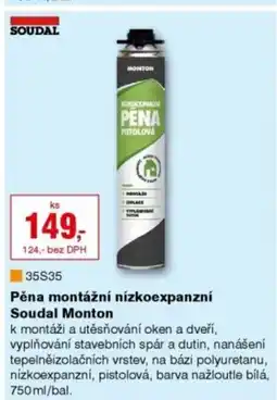 DEK Pěna montážní nízkoexpanzní Soudal Monton nabídka