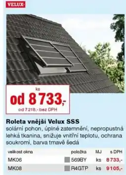 DEK Roleta vnější Velux SSS nabídka