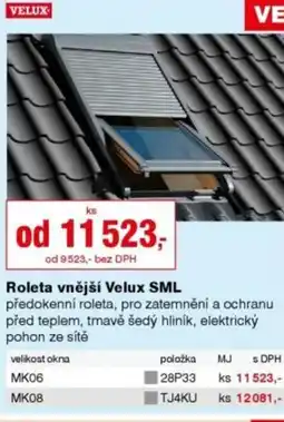 DEK Roleta vnější Velux SML nabídka
