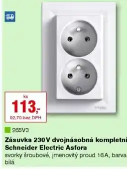 DEK Zásuvka 230 V dvojnásobná kompletní Schneider Electric Asfora nabídka
