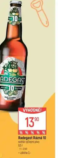 Globus Radegast Rázná 10 světlé výčepní pivo nabídka