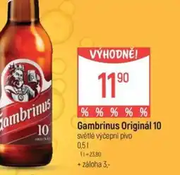 Globus Gambrinus Originál 10 světlé výčepní pivo nabídka