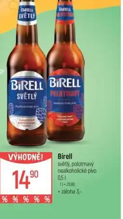 Globus Birell světlý, polotmavý nealkoholické pivo nabídka