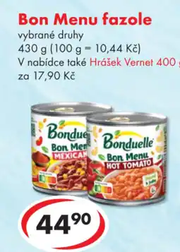 CBA Bon Menu fazole nabídka