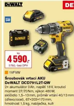 DEK Šroubovák vrtací AKU DeWALT DCD791L2T-QW nabídka