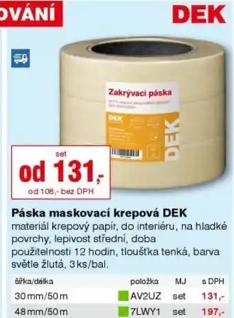 DEK Páska maskovací krepová DEK nabídka