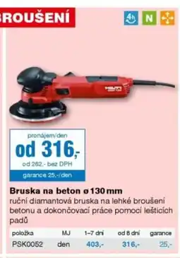 DEK Bruska na beton 130 mm nabídka