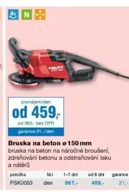 DEK Bruska na beton Ø 150 mm nabídka