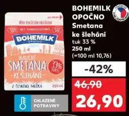 Kaufland BOHEMILK OPOČNO Smetana ke šlehání tuk 33% nabídka