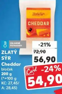 Kaufland ZLATÝ SÝR Cheddar bloček nabídka