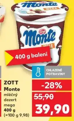 Kaufland ZOTT Monte mléčný dezert mega nabídka