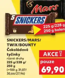 Kaufland SNICKERS/MARS/ TWIX/BOUNTY Čokoládové tyčinky nabídka