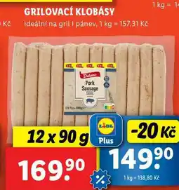 Lidl GRILOVACÍ KLOBÁSY, 12x 90 g nabídka