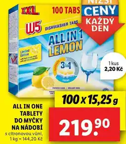 Lidl ALL IN ONE TABLETY DO MYČKY NA NÁDOBÍ, 100x 12,25 g nabídka