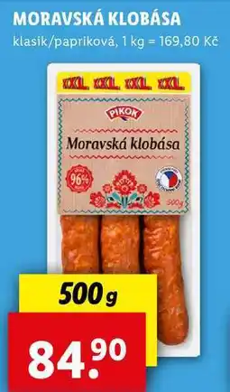 Lidl MORAVSKÁ KLOBÁSA, 500 g nabídka