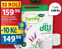 Lidl Toaletní papír Family delicate, 32x 117 útržků nabídka