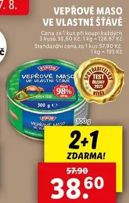 Lidl VEPŘOVÉ MASO VE VLASTNÍ ŠŤÁVĚ, 300 g nabídka