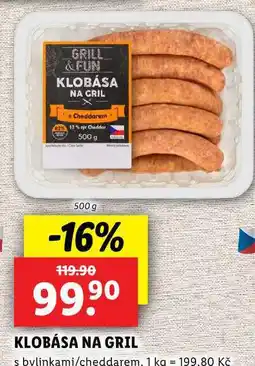 Lidl KLOBÁSA NA GRIL, 500 g nabídka