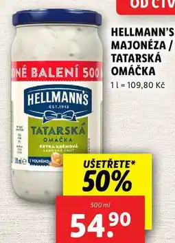 Lidl HELLMANN'S MAJONÉZA/TATARSKÁ OMÁČKA, 500 ml nabídka