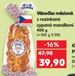 Kaufland Vánočka máslová s rozinkami sypaná mandlemi nabídka
