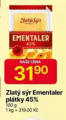 Hruška Zlatý sýr Ementaler plátky 45% 100 g nabídka