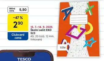 Tesco Školní sešit eko 523 nabídka