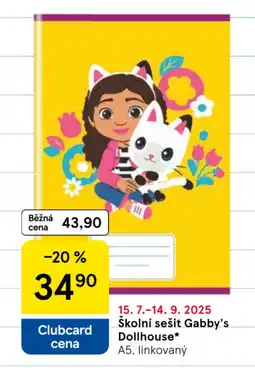 Tesco 15. 7.-14. 9. 2025 školní sešit gabby's dollhouse nabídka