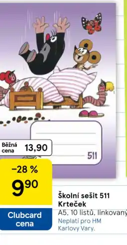 Tesco Školní sešit 511 krteček nabídka
