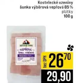 Jip Kostelecké uzeniny šunka výběrová vepřová 85% plátky nabídka