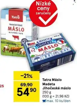 Tesco Tatra Máslo Madeta Jihočeské máslo nabídka