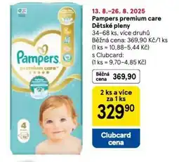 Tesco PAMPERS premium care Dětské pleny nabídka