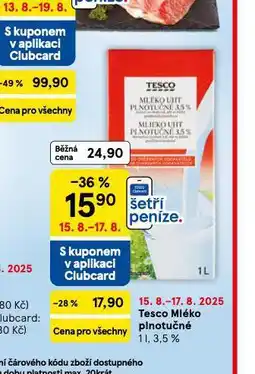 Tesco Trvanlivé mléko 3,5% nabídka