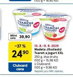 Tesco Madeta jihočeský tvaroh a jogurt xxl nabídka