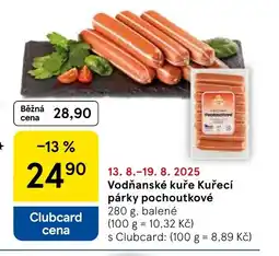Tesco Vodňanské kuře Kuřecí párky pochoutkové nabídka