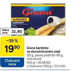 Tesco Giana Sardinky ve slunečnicovém oleji nabídka