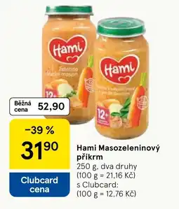 Tesco Hami Masozeleninový příkrm nabídka