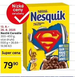 Tesco Nestlé Cereálie nabídka