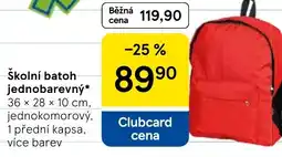 Tesco Školní batoh jednobarevný nabídka