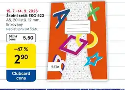 Tesco Školní sešit EKO 523 nabídka