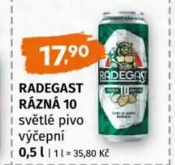 Trefa RADEGAST RÁZNÁ 10 světlé pivo výčepní nabídka