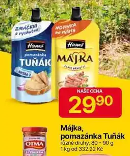 Hruška Májka, pomazánka Tuňák různé druhy, 80-90 g nabídka
