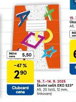 Tesco Školní sešit eko 523 nabídka