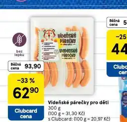 Tesco Poctivé vídeňské párky pro děti nabídka