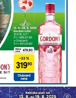 Tesco Gordon´s gin nabídka