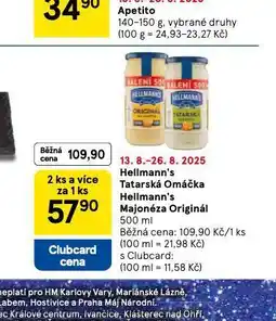 Tesco Hellmann´s tatarská omáčka, majonéza nabídka