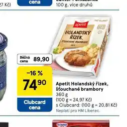 Tesco Apetit holandský řízek, šťouchané brambory nabídka